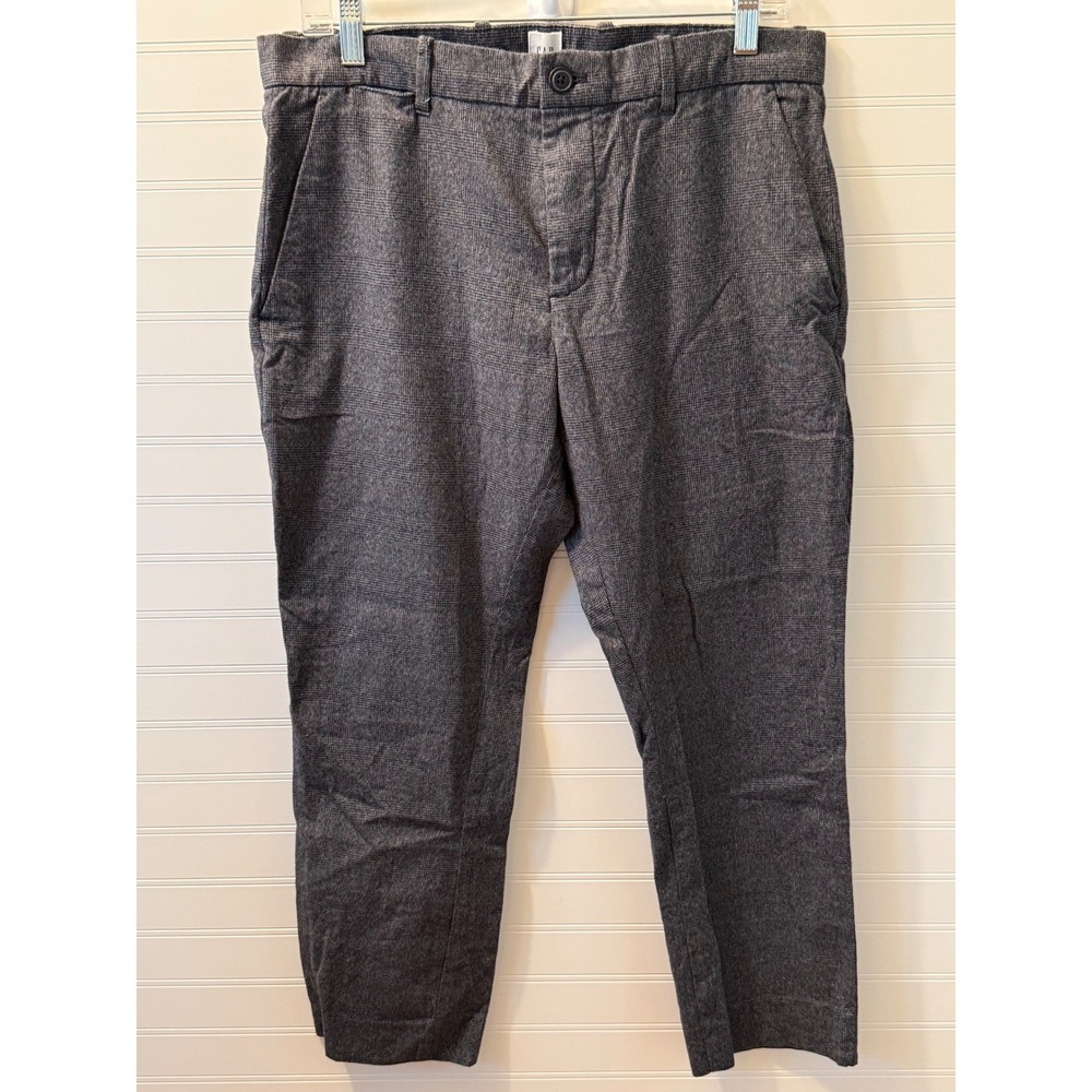 GAP Mens Slim Fit Chino Pants 31x30 Charcoal Grey Micro Check Plaid Trousers